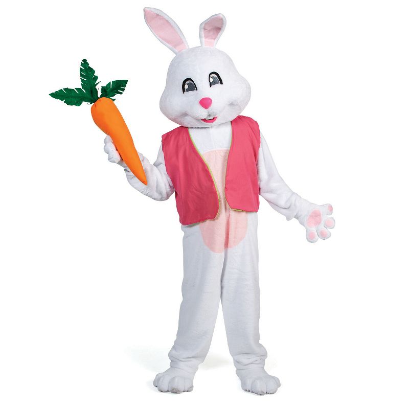 Halloween Express Mens Easter Bunny Jumpsuit with Headgear Costume - One Size Fits Most - White, 3 of 5
