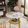 PAGED Modern 3PC Dining Table with 1 Bar Table with Middle Shelf, 2 Bar Stools with Back for Kitchen, Dining Room - 2 of 4