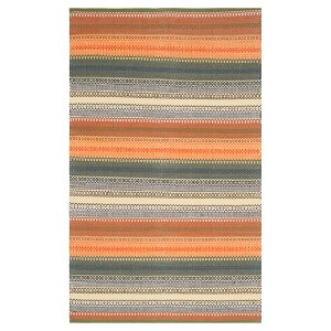Striped Kilim Rug - Gold/Gray - (5