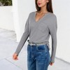 Anna-Kaci Women's Long Sleeve Waffle Knit Top with Notched Neckline and Chest Pocket - 3 of 4