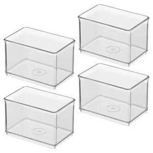 Small Shallow Organizer Bin, Set of 4, Clear, Made in USA - 1 of 4