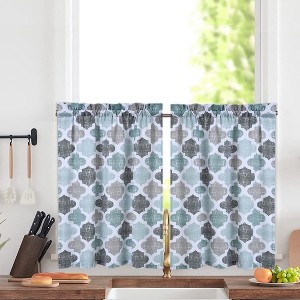 Quatrefoil Printed Cotton Blend Short Curtains for  Kitchen Bathroom Windows - 1 of 4