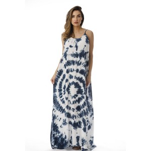 Riviera Sun Womens Maxi Dress  Tie Die Spaghetti Strap Long Sundress  Summer Dresses - 1 of 3