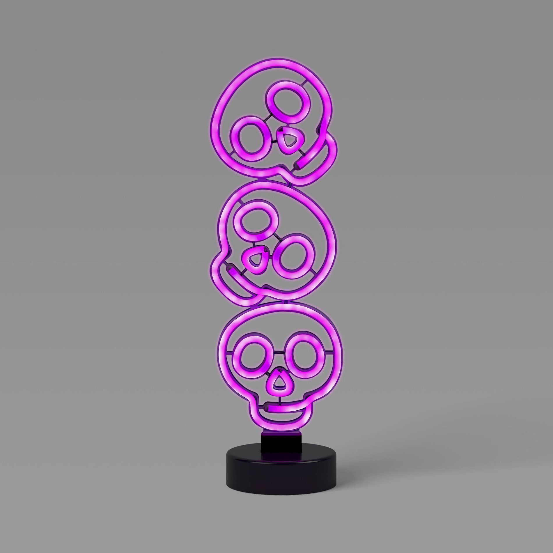 16" Lit Neon Stacked Skull Halloween Decorative Prop Neon Purple - Hyde and EEK! Boutique™