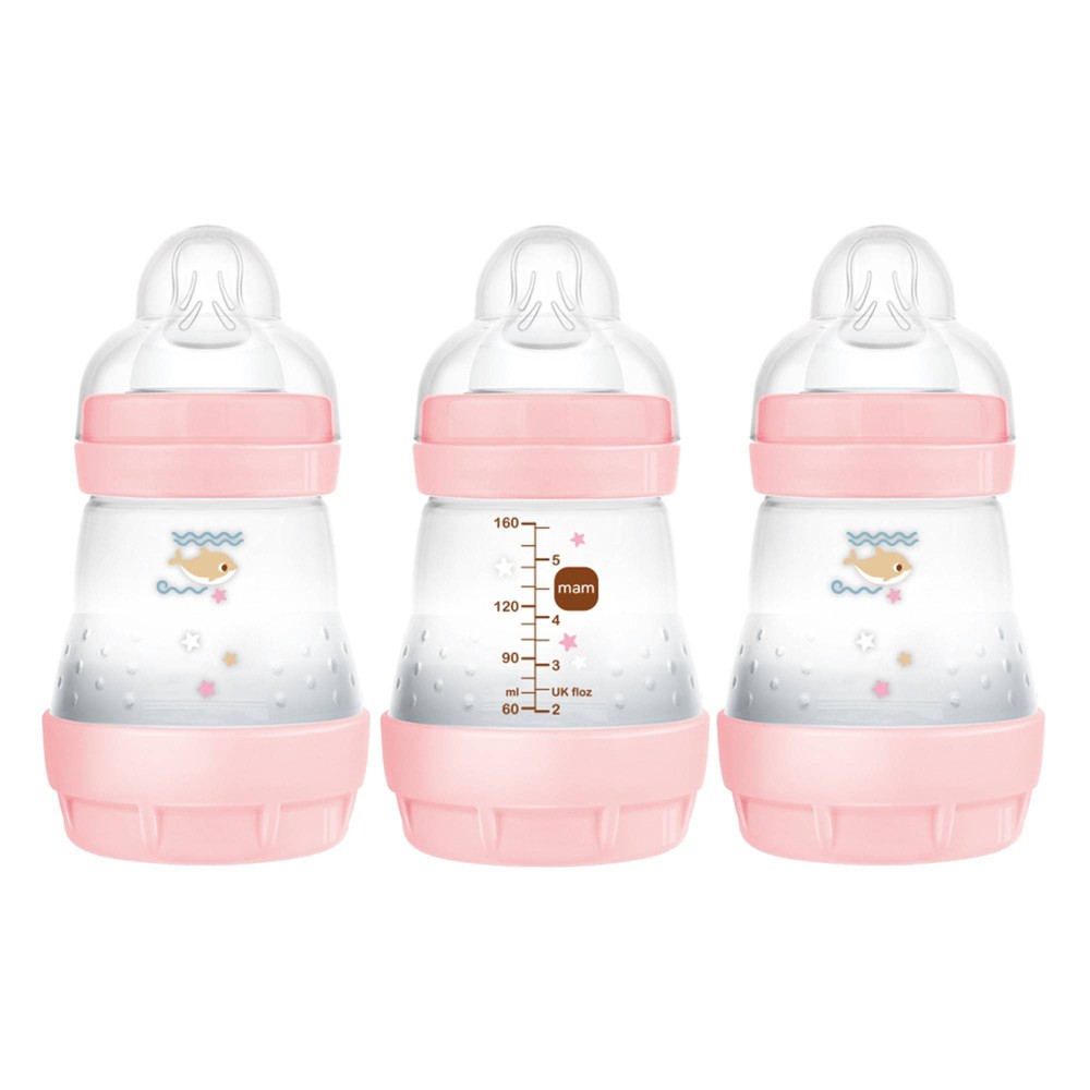 Photos - Baby Bottle / Sippy Cup MAM Easy Start Anti-Colic Baby Bottles 0m+ - 5oz/3pk - Girl 