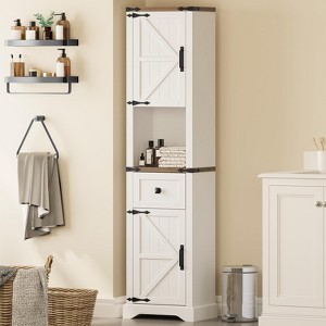 66" Tall Bathroom Storage Cabinet with Adjustable Shelves & 5-Tier Space - 1 of 4