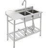 Garvee Freestanding Sink With Faucet and Drainboard, Station Sink With Storage Shelves,for Restaurant,Cafe,Bar,Hotel,Garage,Laundry Room - 2 of 4
