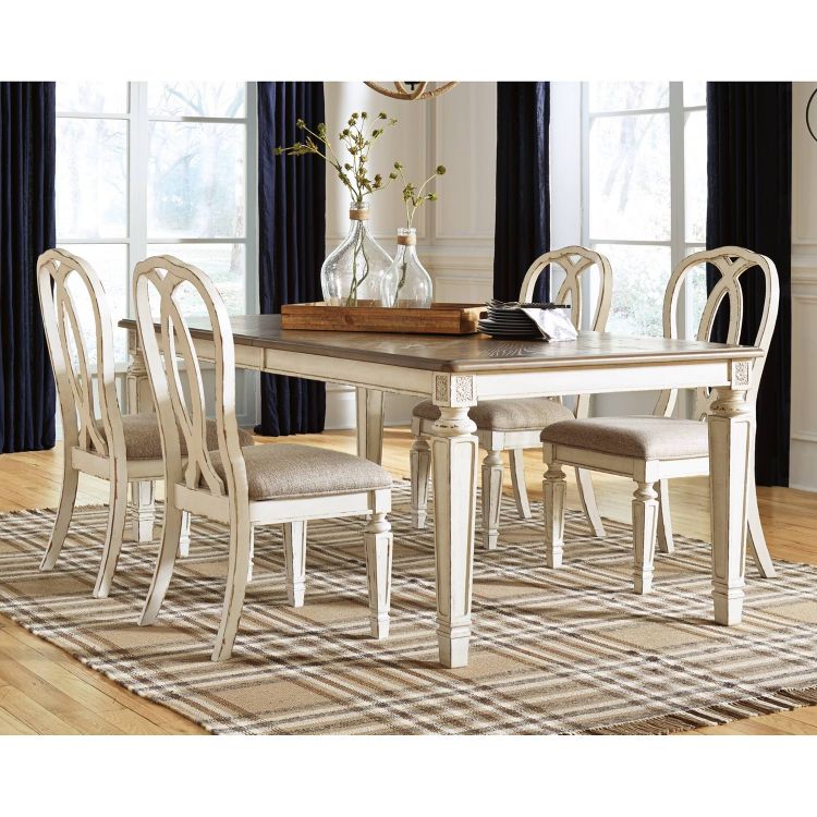 Realyn Rectangular Extendable Dining Table Chipped White: Seats 8, French Country Style - Signature Design by Ashley, 2 of 12