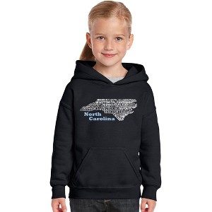 LA Pop Art Girl's Word Art Hooded Sweatshirt - North Carolina - 1 of 4