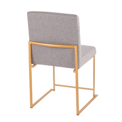 High Back Gold Metal Frame Light Grey Upholstered Side Chair