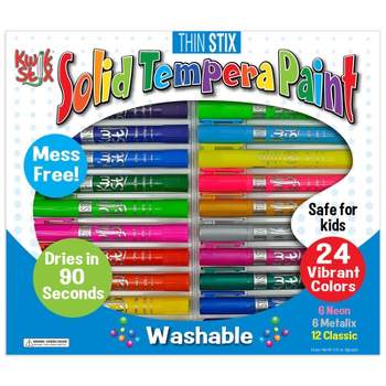 The Pencil Grip Thin Stix Solid Tempera Paint Set (Classic, Neon, Metallic), Pack of 24