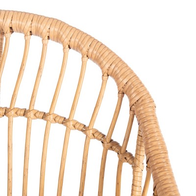 Natural Rattan and Beige Cushion 3-Piece Patio Lounger Set