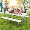 Tangkula Folding Picnic Table w/ 2 Benches 6 FT Camping Table Set w/ All-Weather HDPE Tabletop White - 3 of 4