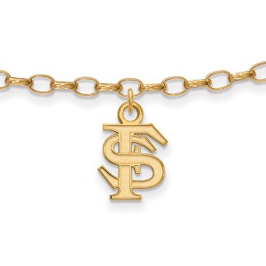 Black Bow Jewelry 14k Yellow Gold Plated Sterling Silver Florida State Seminoles NCAA Anklet 9 Inch - 1 of 4