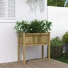 vidaXL Outdoor Patio Garden Planter with Legs - Raised Flower Box - Impregnated Pine Wood - 27.6"x12.2"x27.6" - Brown Natural Finish - 2 of 4