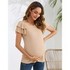 Clearlove Maternity Tops Women's Ruffle Short Sleeve T Shirt Lightweight Casual Pregnancy Clothes - 3 of 4