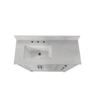 Vivien 42" White Composite Bathroom Vanity with Carrara Marble Top