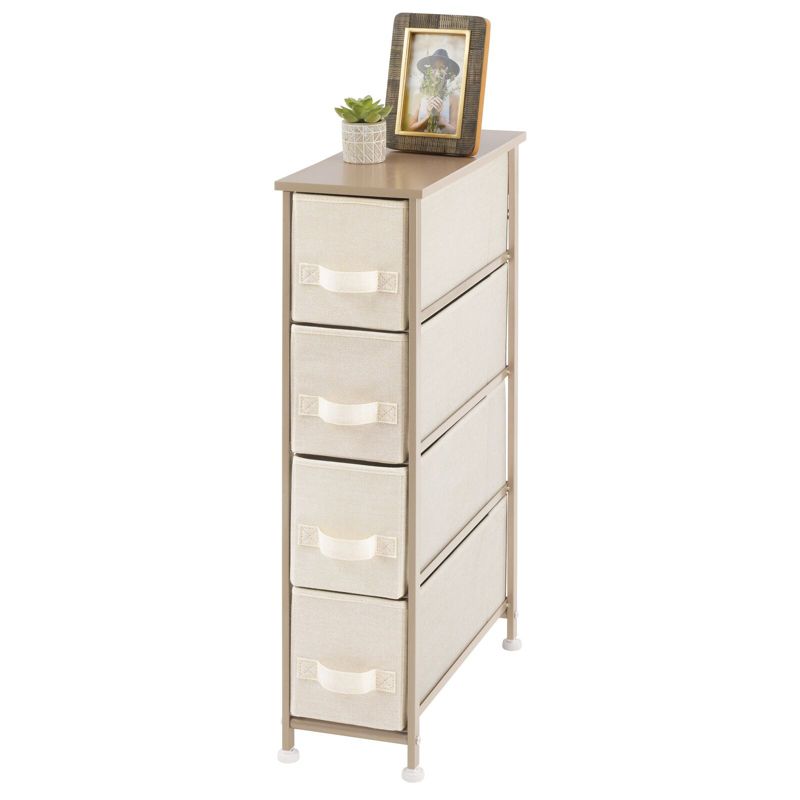mDesign Narrow Dresser Storage Tower Stand with 4 Fabric Drawers,, 1 of 8
