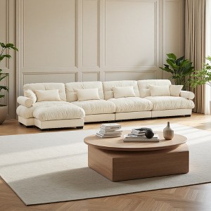 166" Velvet Modular L-Shaped Sectional Sofa with Ottoman - 1 of 4