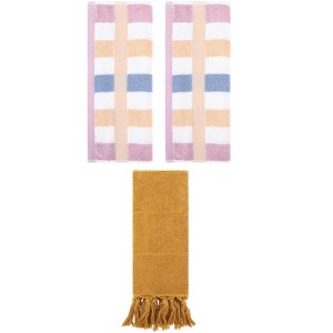 REGALWOVEN 3 Packs Cotton Absorbent Soft Decorative Bathroom Hand Towel for Kitchen - 1 of 4