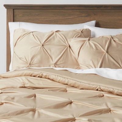 Twin/Twin Extra Long Pinch Pleat Comforter & Sham Set Tan - Threshold™