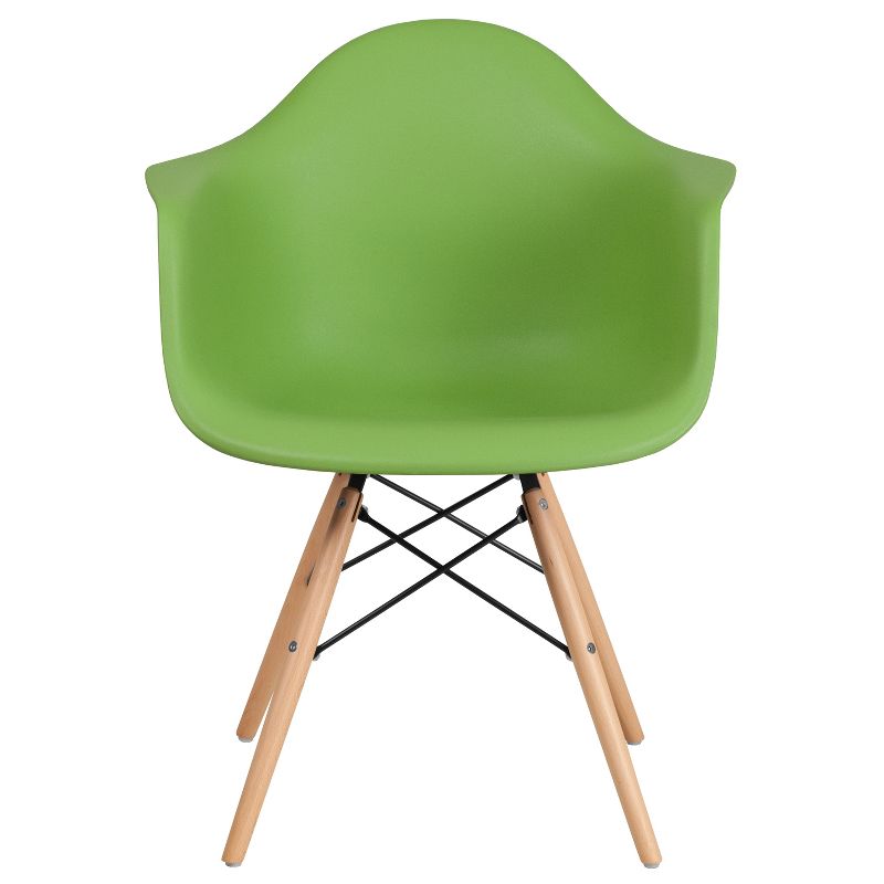 Flash Furniture Alonza Series Plastic Chair with Arms and Wooden Legs, 6 of 7