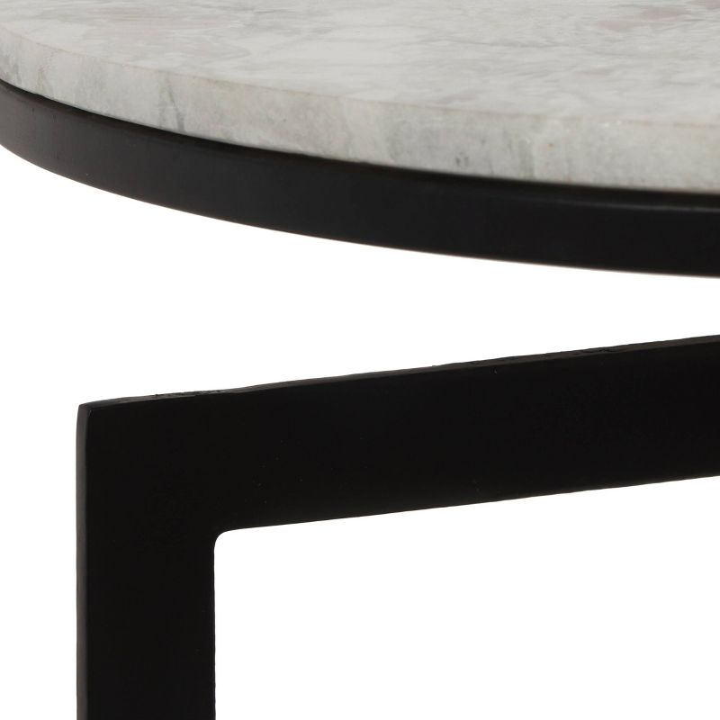 Brenizer Modern Glam Handcrafted Marble Top Side Table Natural White/Black - Christopher Knight Home, 3 of 6