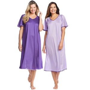 Only Necessities Plus Size 2-Pack Short Silky Gown - 1 of 4