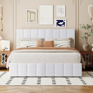 Upholstered Platform Bed with Hydraulic Storage, Modern Frame Bed with Linen Headboard for Bedroom-Baofuwish - 1 of 4