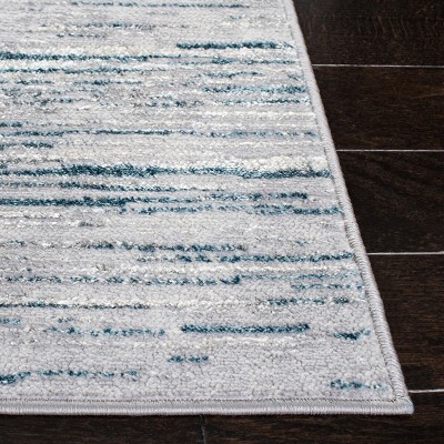 Blue and Gray Abstract Square Synthetic Area Rug
