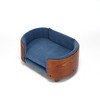 SEVOBAL Pet Beds Scandinavian Style Elevated Dog Sofa with Solid Wood Legs and Walnut Bent Wood Back for Indoor, Blue, 31.5"*20.47"*8.66" - 2 of 4