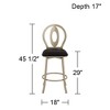 55 Downing Street Metal Swivel Bar Stool Champagne Gold 29" High Mid Century Modern Black Cushion with Backrest Footrest for Kitchen Counter Island - 4 of 4