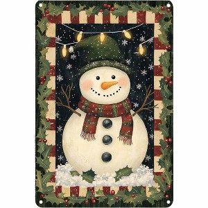 Lomsoe Christmas Metal Sign Snowman Metal Tin Signs Vintage Sign Retro for Winter Wreath Home Yard Garden Bar Cafe Decor Christmas Gift 8x12 Inch - 1 of 1