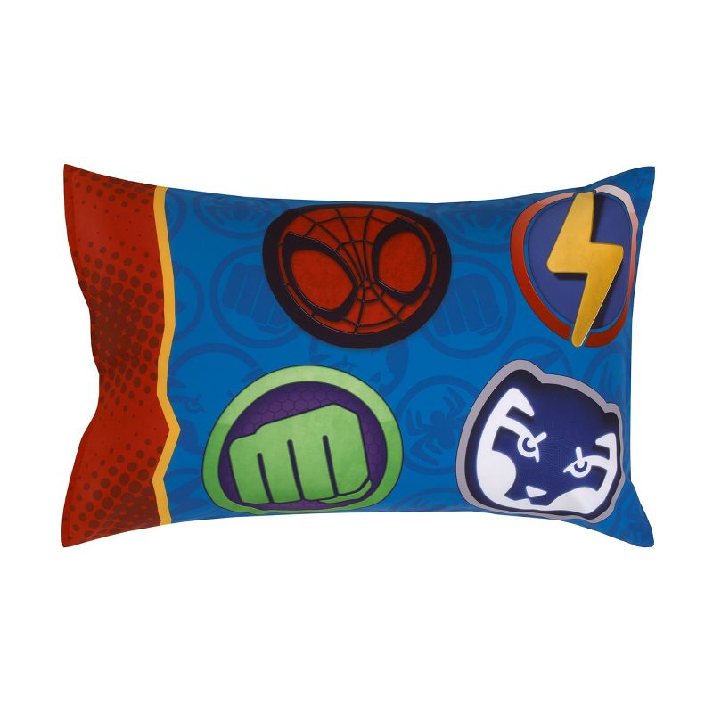 Marvel Spidey and His Amazing Friends Blue, Red, Yellow, and Green, Team Up 2 Piece Toddler Sheet Set, 4 of 10
