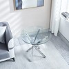 Modern Glass End Table, Round End Table With Tempered Glass Tabletop And Chrome Legs,round,silver,23.60" - image 3 of 4