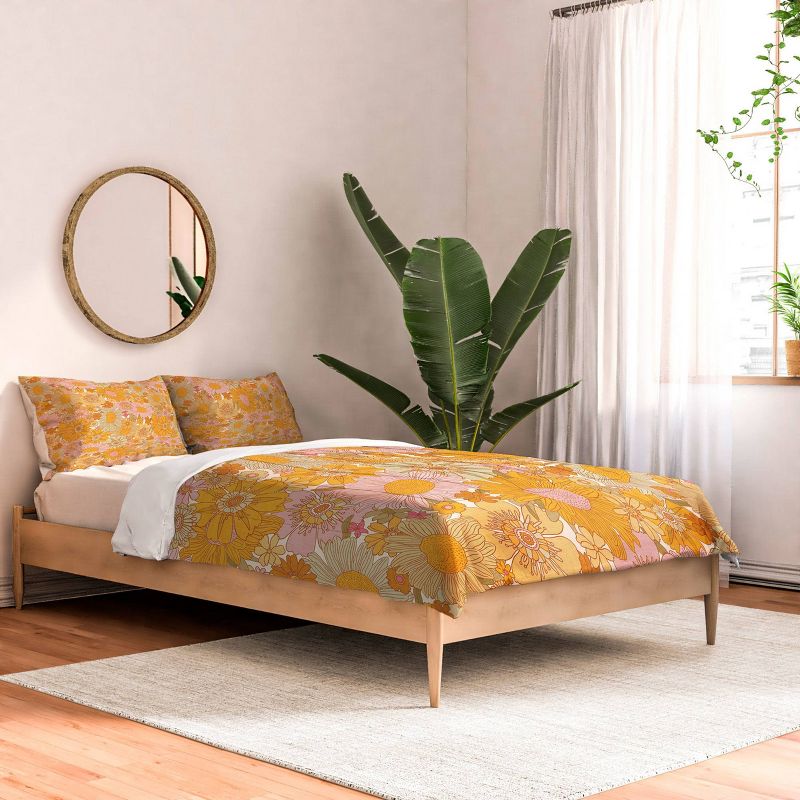 Deny Designs 3pc Iveta Abolina Retro Florals Comforter Bedding Set Orange, 3 of 6