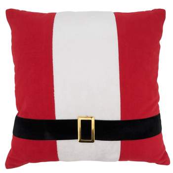 Saro Lifestyle Santa Belt Pillow - Poly Filled, 18" Square, Red