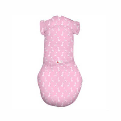 Image of embe 3-6mo Transitional Swaddle Sack with arm snaps, Convertible, Gift Box, Pink Giraffe