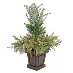 48" Prelit LED Cedar and Evergreen Porch Bush Warm White Lights - National Tree Company - 1 of 4