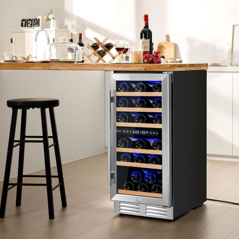 Costway 30-Bottle Freestanding Wine Cooler 15''Dual Zones Wine Cellar w/ Temp Memory, 2 of 11