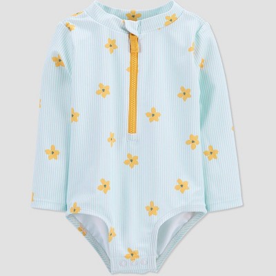 Image of Carter's Just One You® Baby Girls' Floral One Piece Rash Guard - Blue 6M
