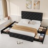 homfan Queen Upholstered Bed Frame - 4 Storage Drawers & Adjustable Headboard, Diamond Tufted Linen Platform, No Box Spring - 2 of 4