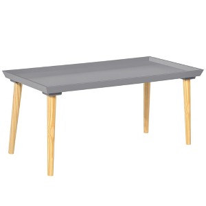 HOMCOM Nordic Tray Top Coffee Table with Solid Pine Wood Legs for Living Room or Bedroom - 1 of 4