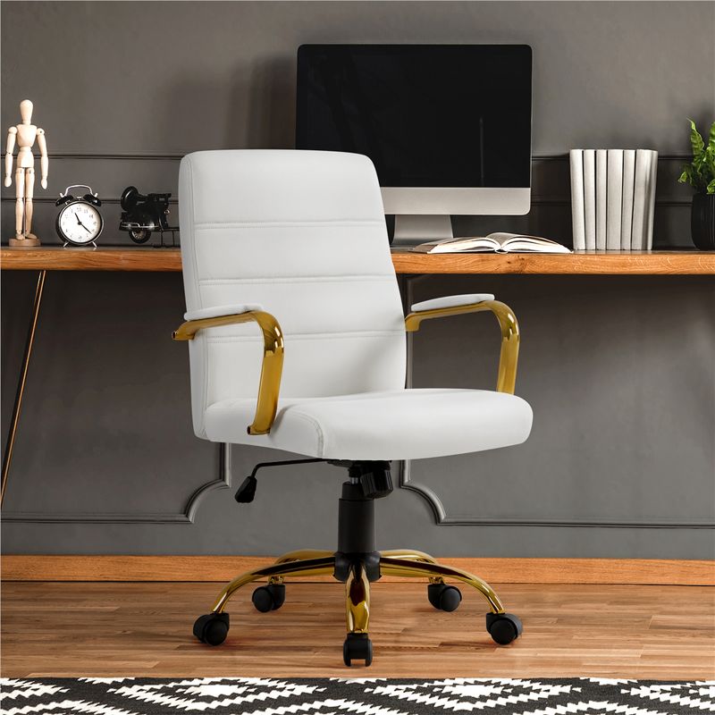 Yaheetech Adjustable Mid-Back Office Chair Executive Chair White, 2 of 9