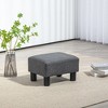 HOMCOM Ottoman Foot Rest, Small Foot Stool with Linen Fabric Upholstery and Plastic Legs, Cube Ottoman for Living Room, Charcoal Gray - 3 of 4
