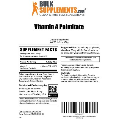BulkSupplements Vitamin A Palmitate Powder