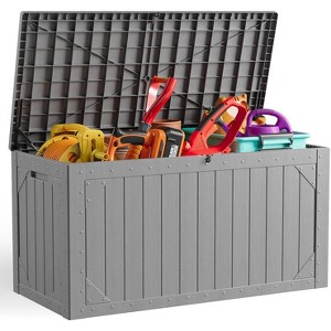 Decksplore 100 Gallon Storage Box, Large Outdoor Deck Box for Patio Furniture Cushions, Garden Tools - 1 of 4