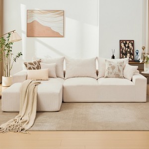 Modular L-Shaped Cloud Sofa – 110" Convertible Chenille Sectional w/Ottomans, Washable & No Assembly - 1 of 4