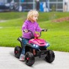 Qaba 12V Kids ATV, Battery Powered Four Wheeler with Spring Suspension, Forward & Reverse, LED Lights, Music, MP3, Pink - 3 of 4