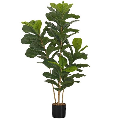 41" Tall Green Fiddle Leaf Fig Tree in Black Pot